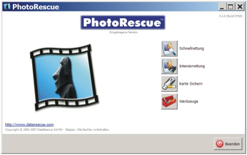 Screenshot vom Programm: PhotoRescue PC