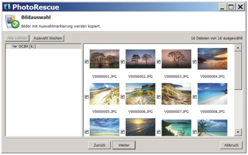 Screenshot vom Programm: PhotoRescue Mac