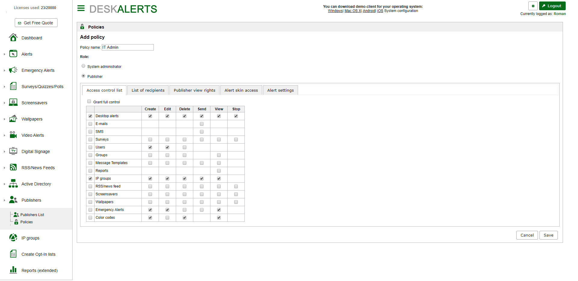 DeskAlerts Alarm Software